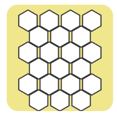 RULER-generated golden hexagonal beehive pattern
